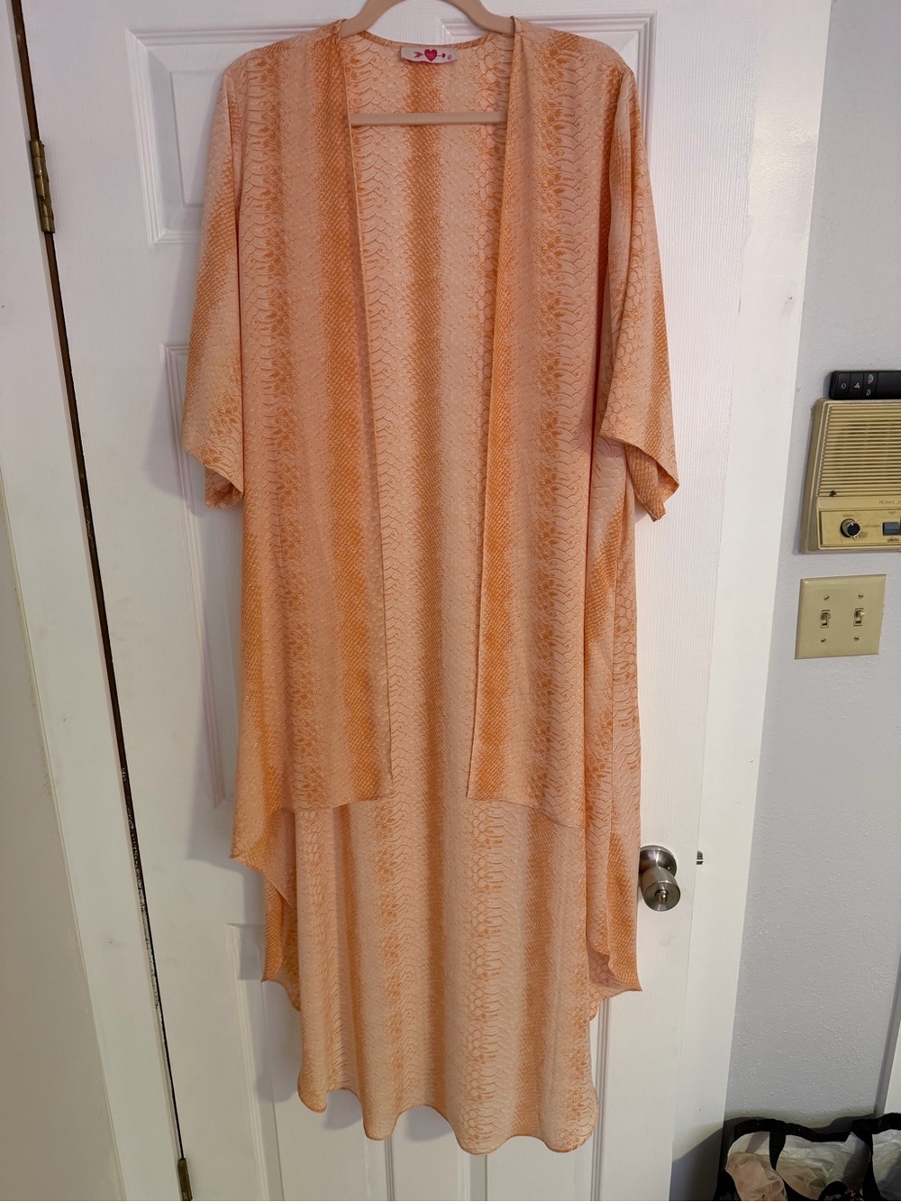 Buddy Love Peach Open-Front Duster Kimono